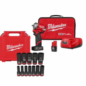 2555-22-49-66-7011 M12 FUEL 12V Cordless Brushless Stubby 1/2 in. Impact Wrench Kit with 1/2 in. Drive SAE Deep Socket Set (12-Piece)