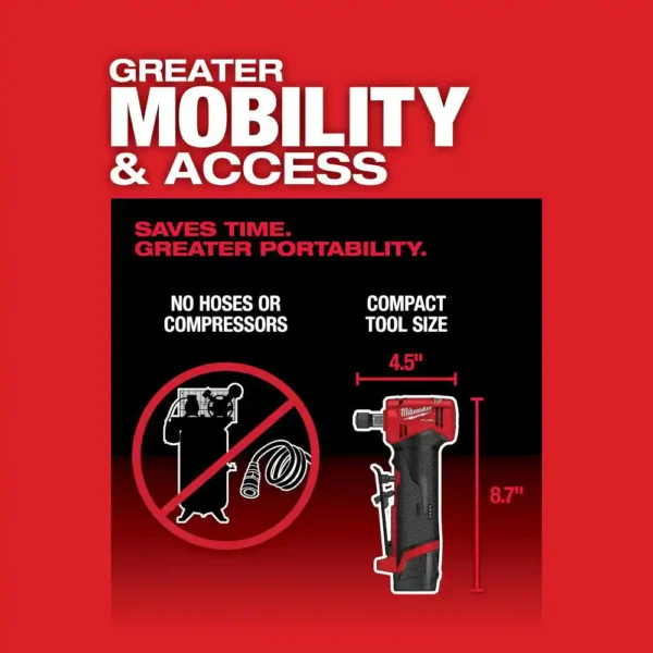 2485-22 M12 FUEL 12-Volt Lithium-Ion Brushless Cordless 1/4 in. Right Angle Die Grinder Kit w/ (2) 2.0Ah Batteries - Image 8