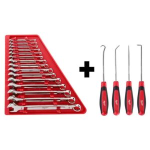 48-22-9415 Combination SAE Wrench Mechanics Tool Set and 48-22-9215 Hook and Pick Set (19-Piece)
