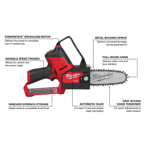 2527-21 M12 FUEL 12-Volt Lithium-Ion Brushless Cordless 6 in. HATCHET Pruning Saw Kit with 4.0 Ah Battery and Charger - Image 11