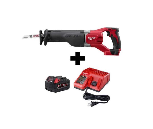 Reciprocating Saw 2621-20-48-59-1850 M18 18V Lithium-Ion Cordless SAWZALL with M18 Starter Kit (1) 5.0Ah Battery and Charger