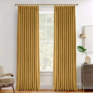 Vol Velvet Blackout Curtains Luxury Luster Custom Drapes Mustard Yellow | Pleated