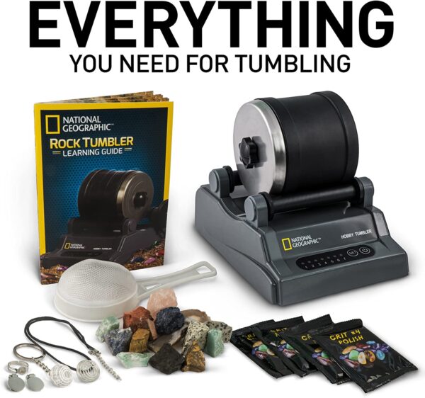 NATIONAL GEOGRAPHIC Hobby Rock Tumbler Kit   Includes Rough Gemstones, 4 Polishing Grits, Jewelry Fastenings, Learning Guide, Great Stem Science Kit - Image 7