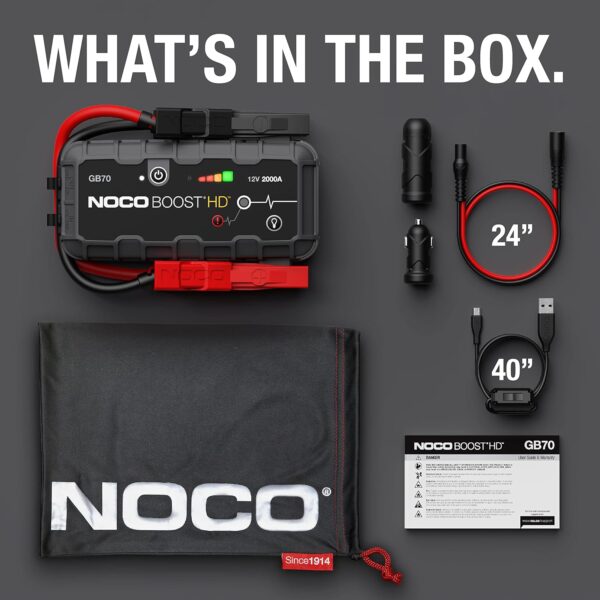 HD GB70 2000A UltraSafe Car Battery Jump Starter, 12V Battery Booster Pack, Jump Box - Image 5