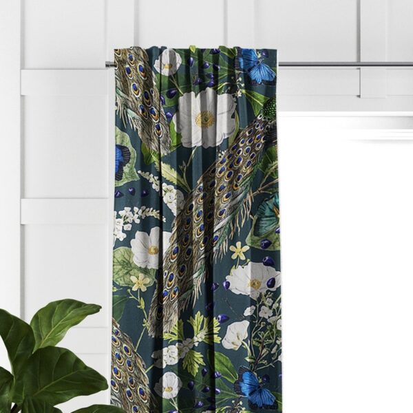 Peacock Print Teal/Navy Drapery - Image 3