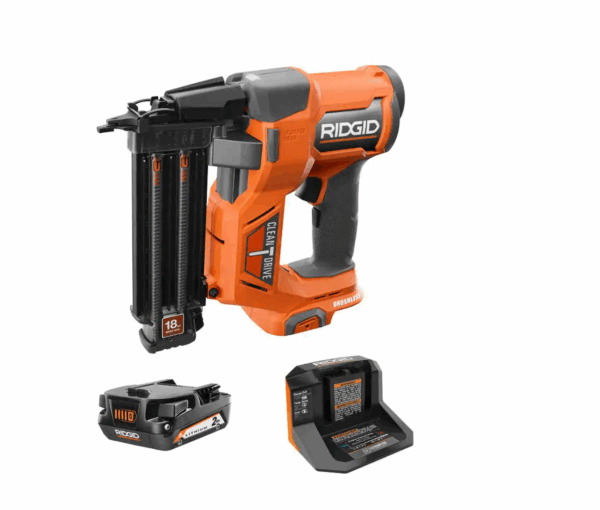 R09891K 18V Brushless Cordless 18-Gauge 2-1/8 in. Brad Nailer with CLEAN DRIVE Technology with 2.0 Ah Battery and Charger