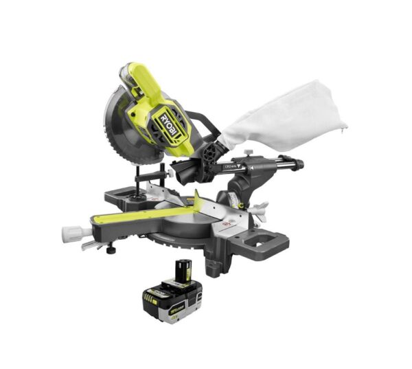 Miter Saw PBT01B-PBP004 ONE+ 18V Cordless 7-1/4 in. Sliding Compound with HIGH PERFORMANCE Lithium-Ion 4.0 Ah Battery