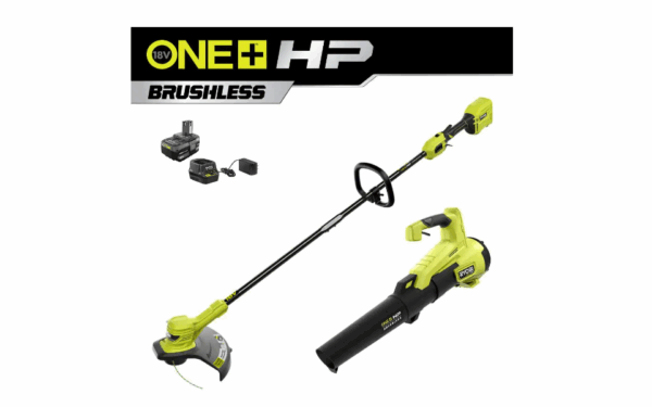 P20121VNM ONE+ HP 18V Brushless Cordless Battery String Trimmer and Leaf Blower Combo Kit with 4.0 Ah Battery and Charger