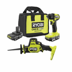 PSBID01K-PSBRS01B ONE+ HP 18V Brushless Cordless Compact 1/4 in. Impact Driver and One-Handed Recip Saw Kit with (2) Batteries, Charger