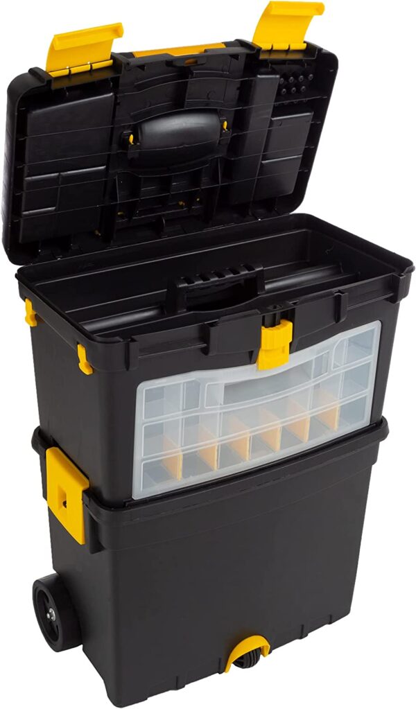 Rolling Tool Box with Wheels, Foldable Comfort Handle, and Removable Top – Toolbox Organizers and Storage by Stalwart - Image 2