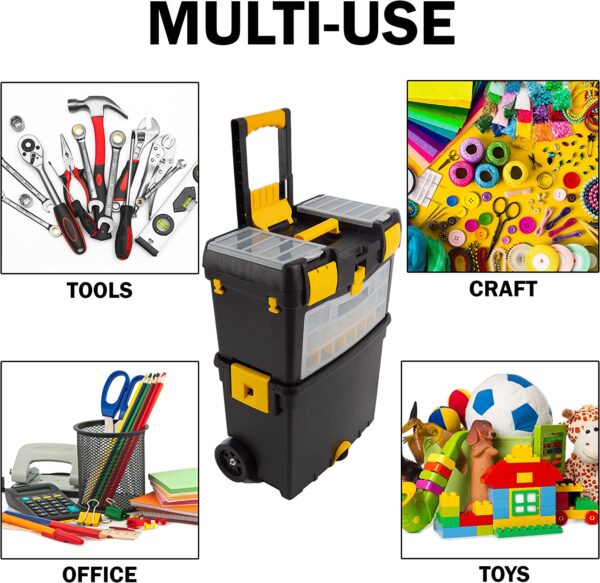 Rolling Tool Box with Wheels, Foldable Comfort Handle, and Removable Top – Toolbox Organizers and Storage by Stalwart - Image 6