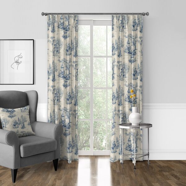 Archamps Toile Blue Drapery - Image 6