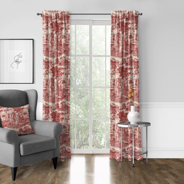 Beau Toile Red Drapery - Image 5