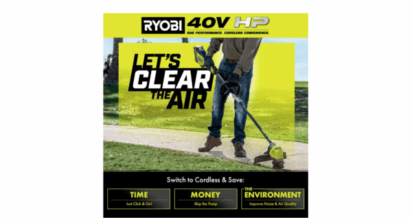 RY402110VNM 40V HP Brushless Whisper Series 17 in. Cordless Battery Carbon Fiber Shaft String Trimmer w/ 6.0 Ah Battery   Charger - Image 13