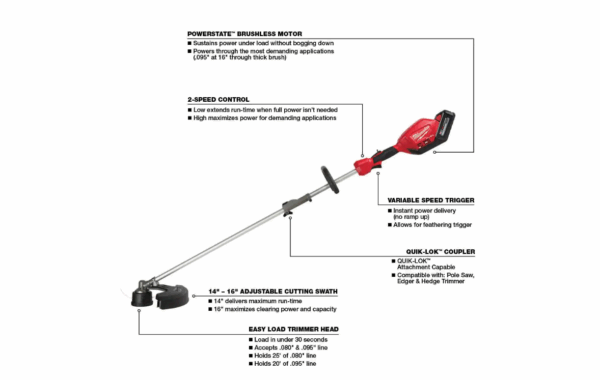 2825-21ST M18 FUEL 18V Lithium-Ion Brushless Cordless String Trimmer with QUIK-LOK Attachment Capability and 8.0 Ah Battery - Image 3