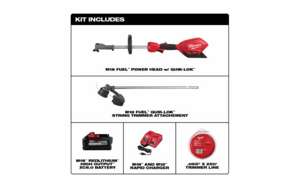 2825-21ST-49-16-2713 M18  18V Lithium-Ion Brushless Cordless String Trimmer with Quik-Lok Attachment Capability, 250 ft. Trimmer Line - Image 2