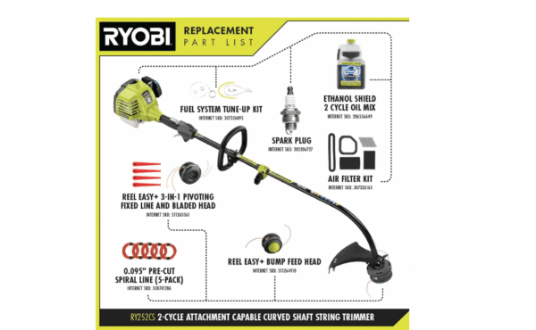 RY252CS 25 cc 2-Stroke Attachment Capable Full Crank Curved Shaft Gas String Trimmer - Image 3