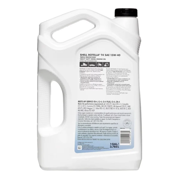 T4 Triple Protection 15W-40 Diesel Motor Oil, 1-Gallon, 3 Pack Case - Image 2