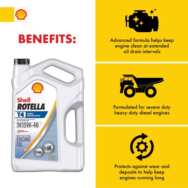 T4 Triple Protection 15W-40 Diesel Motor Oil, 1-Gallon, 3 Pack Case - Image 3