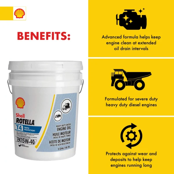 T4 Triple Protection 15W-40 Diesel Motor Oil, 5 Gallon Pail - Image 3