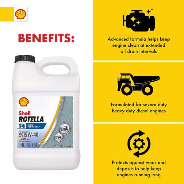 T4 Triple Protection Conventional 15W-40 Diesel Engine Oil (2.5-Gallon, Single) - Image 6