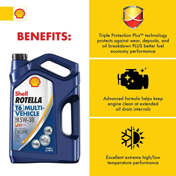 T6 Multi-Vehicle Full Synthetic 5W-30 Diesel Engine Oil, 1 Gallon - Image 6