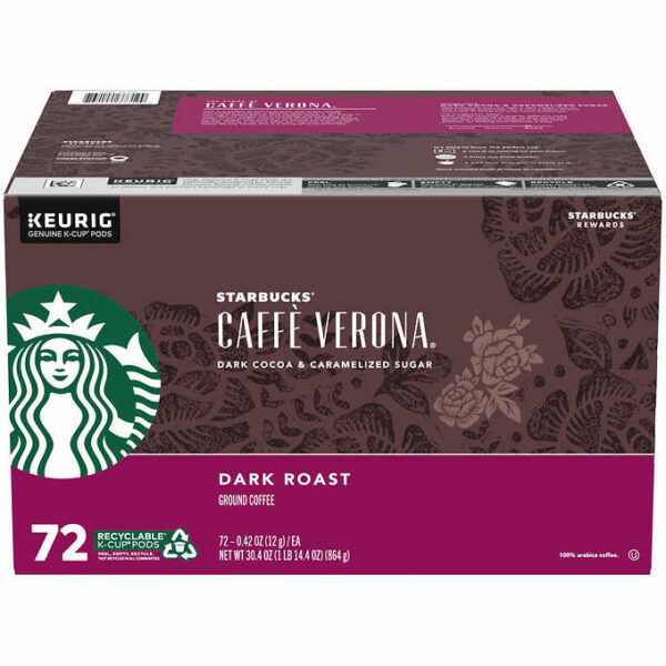 Starbucks Coffee Caff?? Verona Dark Roast K-Cup Pod 72-count - Image 2