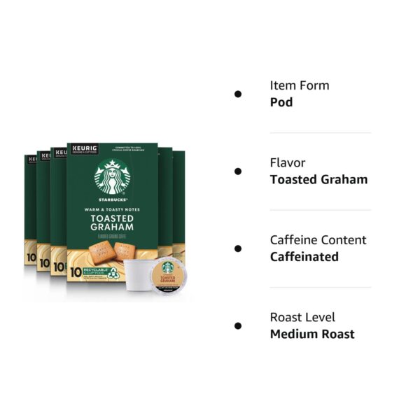 Starbucks Flavored K-Cup Coffee Pods, Toasted Graham for Keurig Brewers, 6 boxes (60 pods total) - Image 8