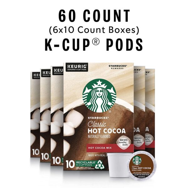 Starbucks Hot Cocoa K-Cup Coffee Pods, Hot Cocoa for Keurig Brewers, 6 boxes (60 pods total) - Image 2