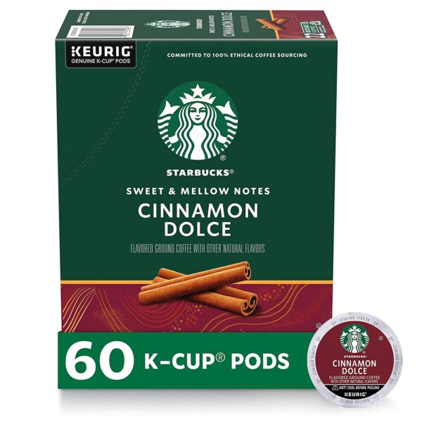 Starbucks K-Cup Coffee Pods, Cinnamon Dolce Flavored Coffee for Keurig Brewers, Naturally Flavored, 100% Arabica, 6 boxes (60 pods total)
