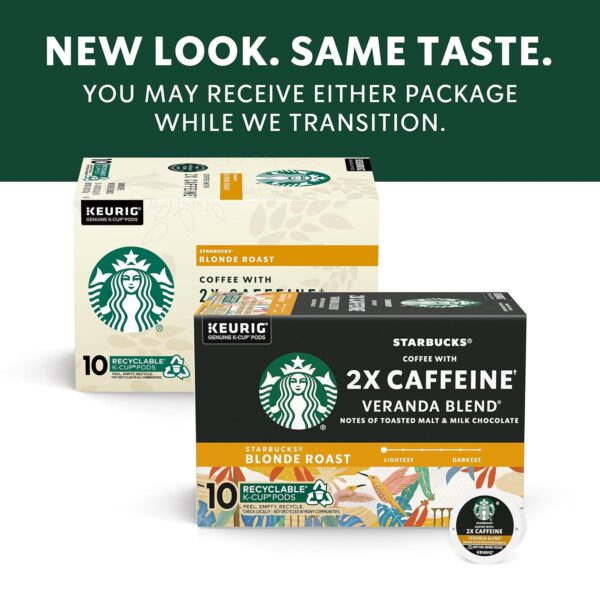 Starbucks K-Cup Coffee Pods, Starbucks Blonde Roast Coffee With 2X Caffeine Veranda Blend For Keurig Coffee Makers, 100% Arabica, 6 Boxes (60 Pods Total) - Image 9