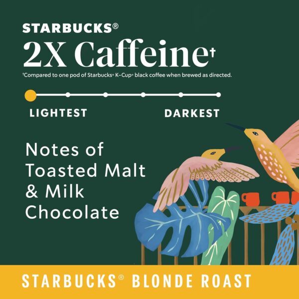 Starbucks K-Cup Coffee Pods, Starbucks Blonde Roast Coffee With 2X Caffeine Veranda Blend For Keurig Coffee Makers, 100% Arabica, 6 Boxes (60 Pods Total) - Image 7