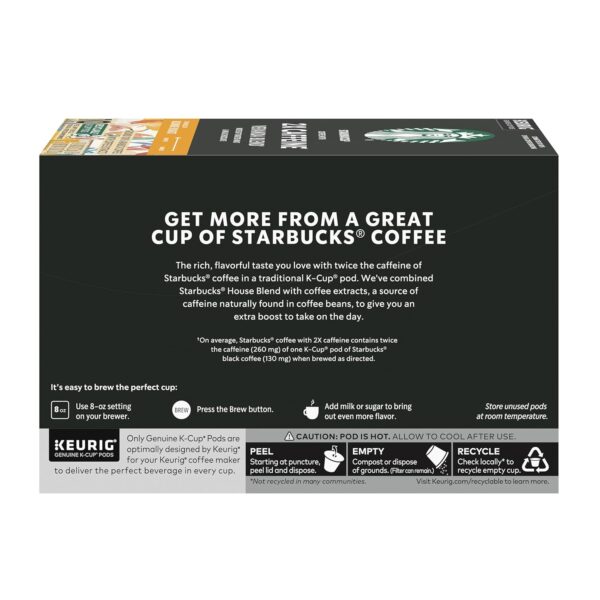 Starbucks K-Cup Coffee Pods, Starbucks Blonde Roast Coffee With 2X Caffeine Veranda Blend For Keurig Coffee Makers, 100% Arabica, 6 Boxes (60 Pods Total) - Image 3