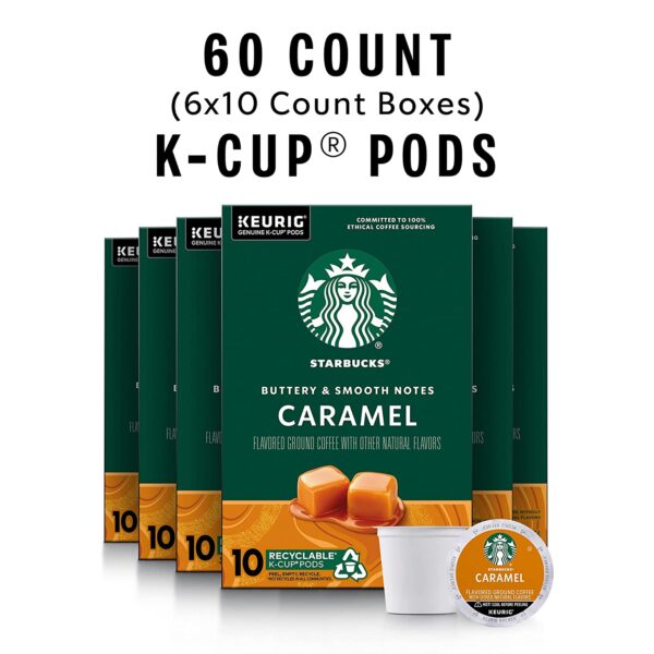 Starbucks Medium Roast K-Cup Coffee Pods, Caramel for Keurig Brewers, 6 boxes (60 pods total) - Image 2