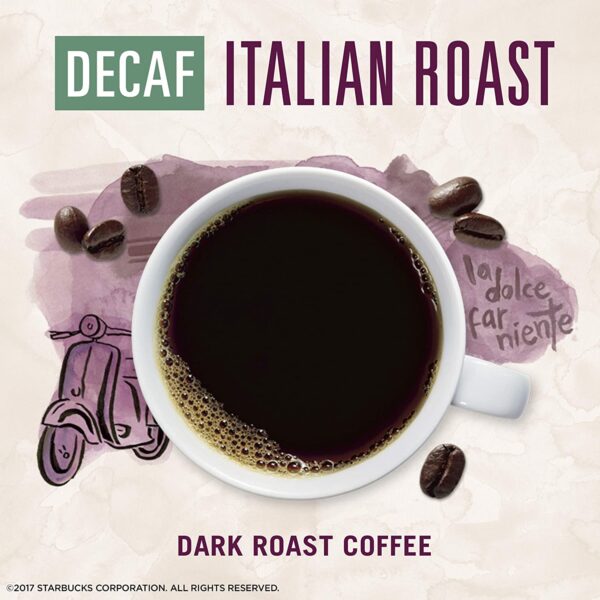 Starbucks VIA Instant Coffee Dark Roast Coffee Decaf Italian Roast, 100% Arabica, 1 box (50 packets) - Image 3