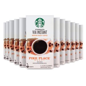 Starbucks VIA Instant Coffee Medium Roast Packets Pike Place Roast 100% Arabica   8 Count (Pack of 12)