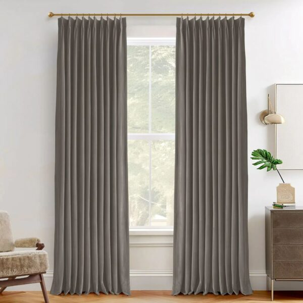 Vol Velvet Blackout Curtains Luxury Luster Custom Drapes Coffee Bean | Pleated - Image 33