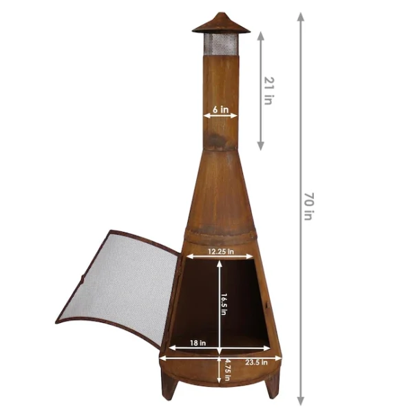 RCM-504 70-in H x 23.5-in D x 23.5-in W Orange Steel Chiminea - Image 6