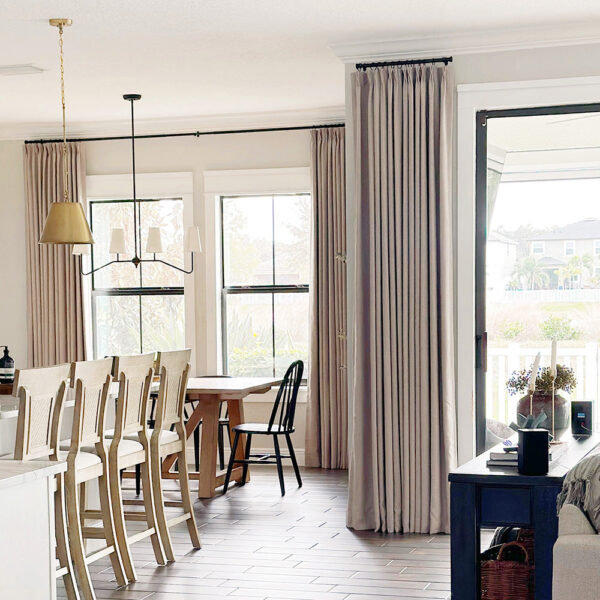 Grommet Lille Linen Memory Trained Blackout Curtains Natural Modern Pale Blue Aqua Custom Drapes - Image 5