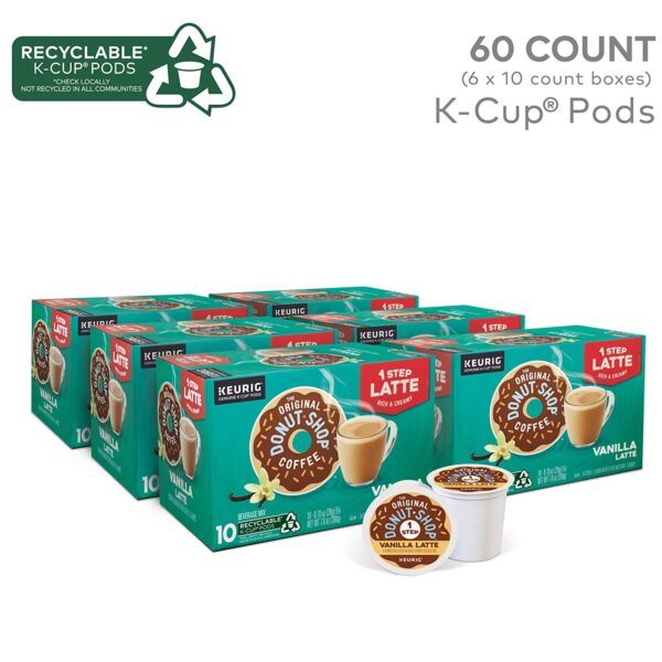 The Original Donut Shop Single-Serve Keurig K-Cup Flavored Coffee Pods, Vanilla Latte, 10 Count (Pack of 6) - Image 2