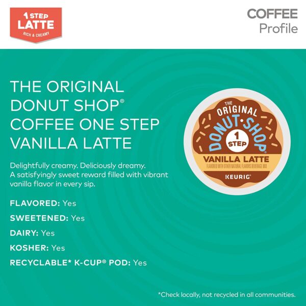 The Original Donut Shop Single-Serve Keurig K-Cup Flavored Coffee Pods, Vanilla Latte, 10 Count (Pack of 6) - Image 3