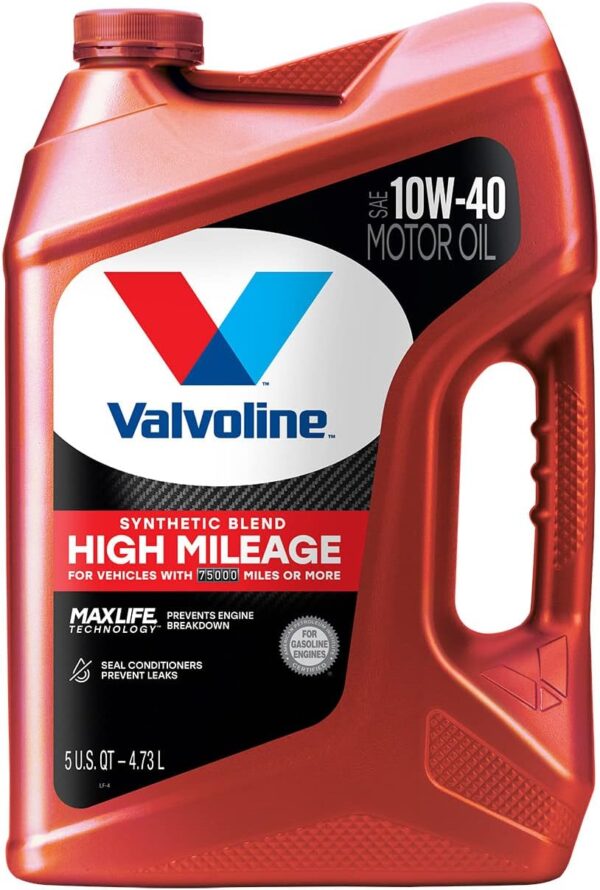 High Mileage with  Technology SAE 10W-40 Synthetic Blend Motor Oil 5 QT