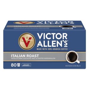 Victor Allen s Coffee Italian Roast, Dark Roast 80 Count, Single Serve Coffee Pods for Keurig K-Cup Brewers
