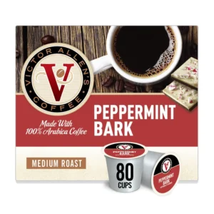 Victor Allen s Coffee Peppermint Bark Flavored Medium Roast 80 Count, Single Serve Coffee Pods for Keurig K-Cup Brewers