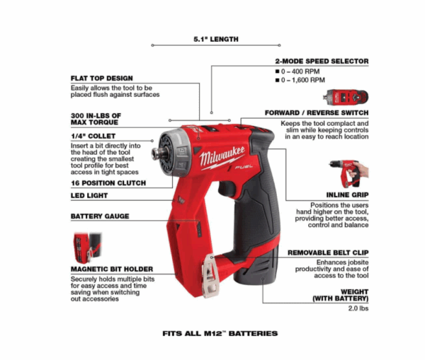12 FUEL 12-Volt Lithium-Ion Brushless Cordless 4-in-1 Installation 3/8 in - Image 3