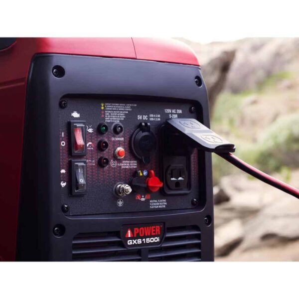 A-iPower GXS1500i 1500-Watt Recoil Start Gasoline Powered Ultra-Light Inverter Generator with 60cc OHV Engine and CO Sensor Shutdown - Image 8