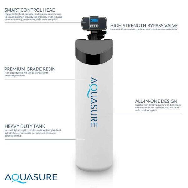 AQUASURE AS-HL32C Harmony Lite Compact ALL-In-One 32,000 Grain Whole House Water Softener with Triple Purpose Pre-Filter - Image 7