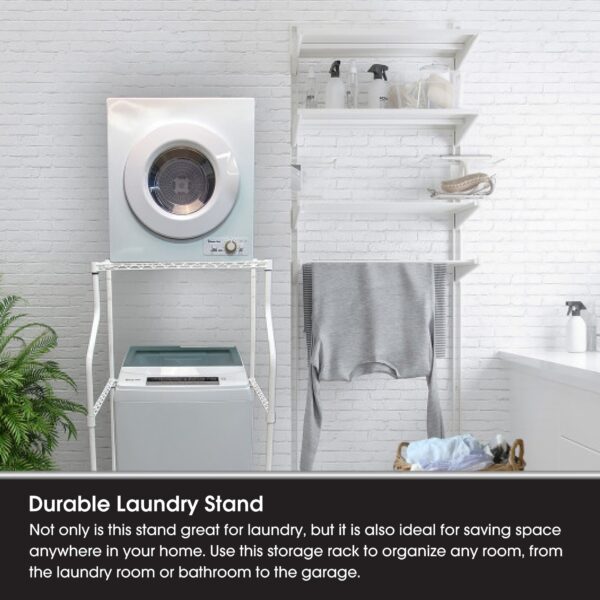 Compact Adjustable Powder Coat Metal Laundry Drying Rack Stand, White - Image 3