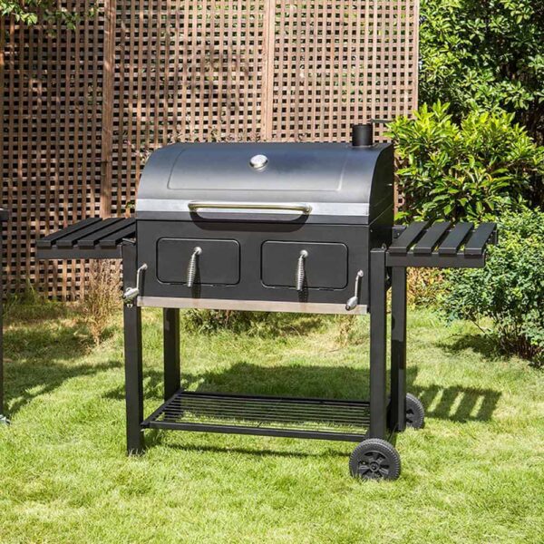 PHI VILLA THD-E02GR005 Heavy-duty Outdoor Barrel Charcoal Grill in Black - Image 8