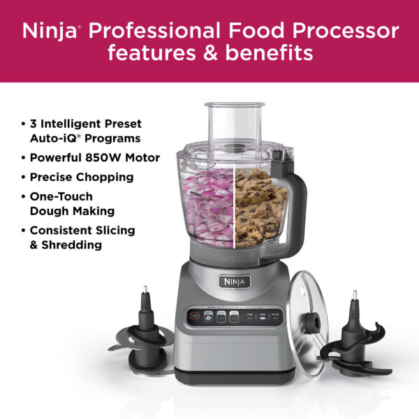 Professional Food Processor, 850 Watts, 9-Cup Capacity, Auto-iQ Preset Programs, BN600 - Image 8
